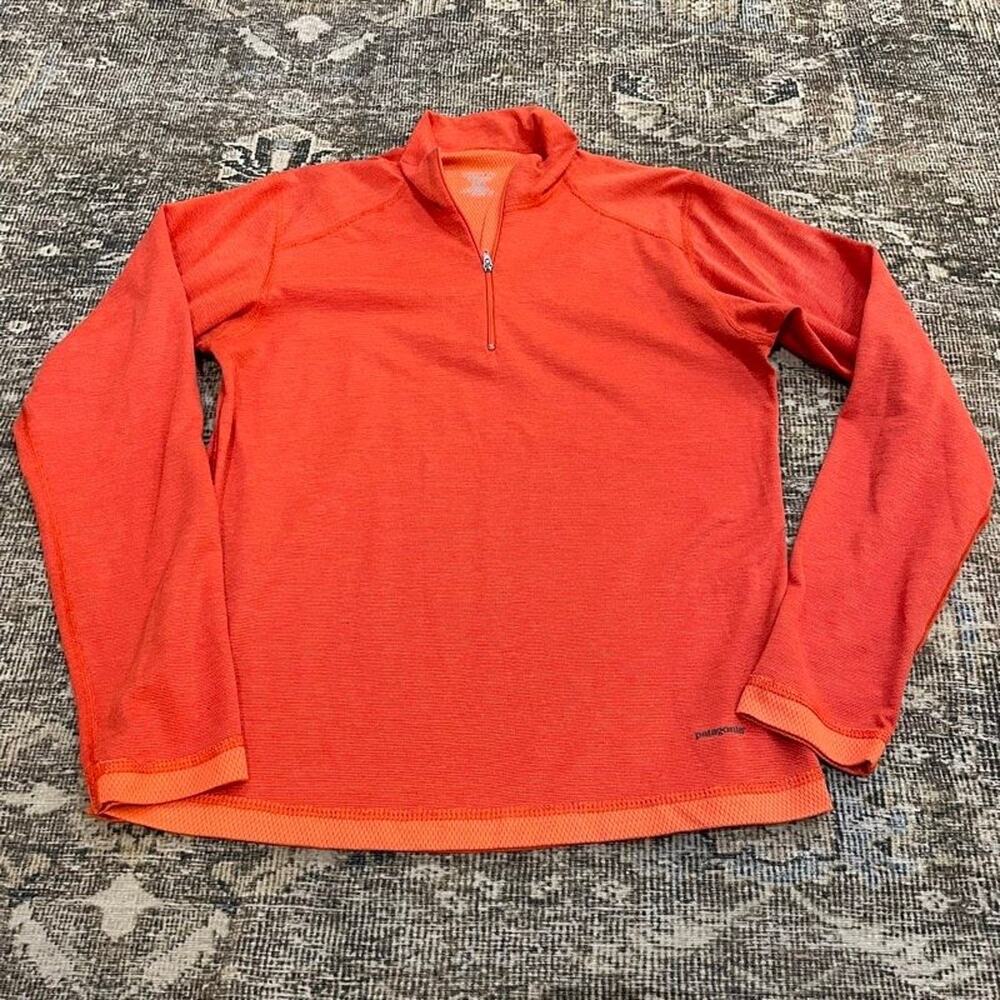 Patagonia Capilene Womens S Orange 1/4 Zip Base Layer Pullover Long Sleeve
